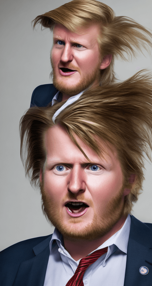 AI generated: Photo of Matt Mullenweg the CEO of Wordpress looking a bit like Donald Trump but with a bad mullet h...