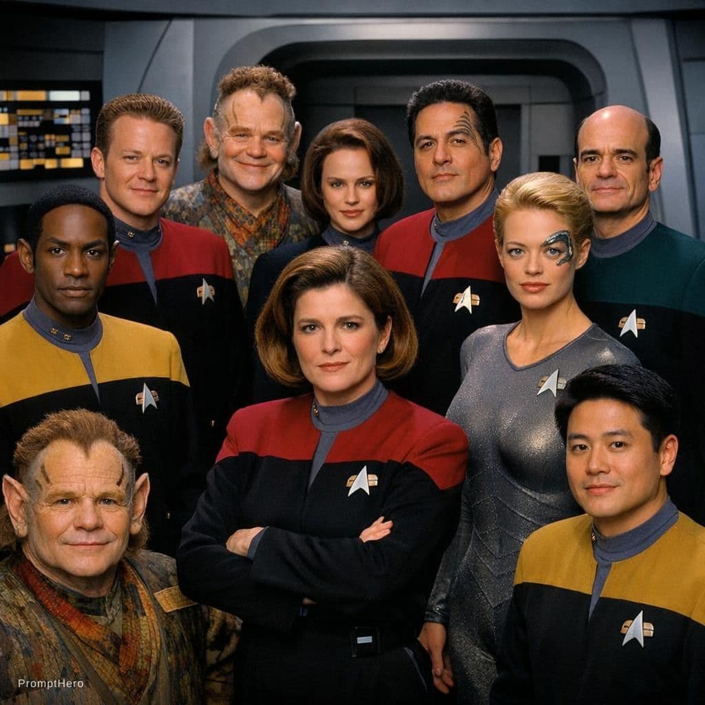 AI generated: startrek besätning fron startrek voyager