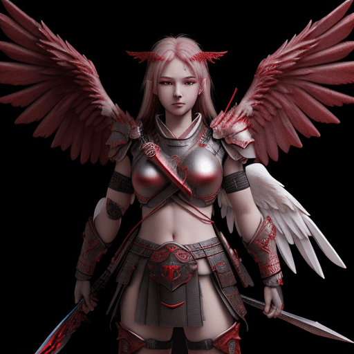 AI generated: red eyes angelic warrior::4 hyper-realistic ::5 detailed character expressions :: 3 Ultra-detailed Q...