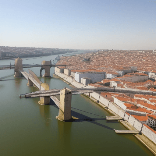 AI generated: tagus river, cristo rei, lisboa, almada