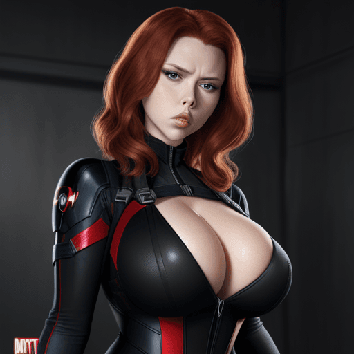 AI generated: Black widow with giant tits