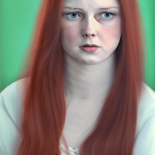 AI generated: a red haired girl with long red hair, a photorealistic painting by Mandy Jurgens, featured on cgsoci...