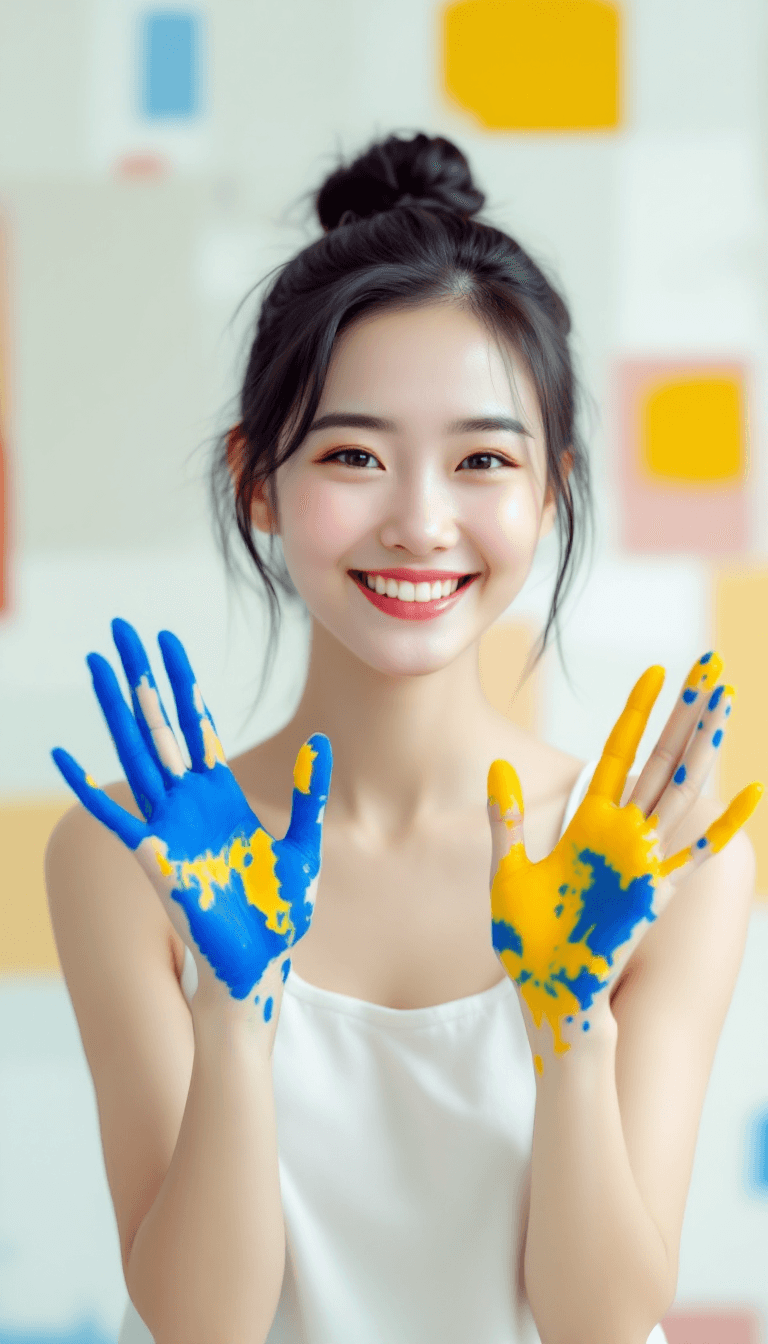 AI generated: The image shows a young Chinese woman with black hair tied in a bun and wearing a white sleeveless t...