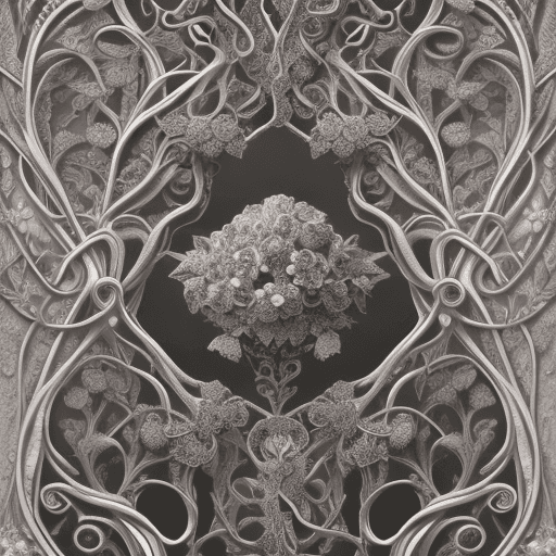 AI generated: silver letter "W" with ornate floral and botanical details, intricate, high details, art nouveau, da...