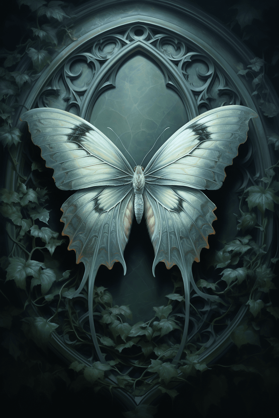 AI generated: hyper realism, HD, 8k, fluffy lunar moth, baroque style wings, sage, dreamy, atmospheric, liquid smo...