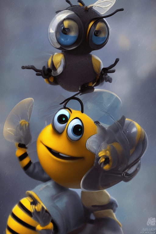 AI generated: Masterpiece, best quality, (a cute bee:1.2), big eyes, (pixar character:1.2), incredible detail, wor...