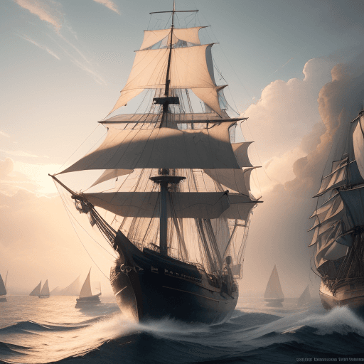 AI generated: Photo of a ultra realistic sailing ship, dramatic light, pale sunrise, cinematic lighting, battered,...