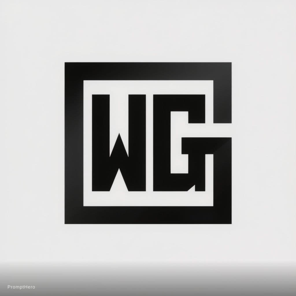 AI generated: HD minimalist modern square logo of letters “W G”, clean geometric lines, balanced spacing, strong c...