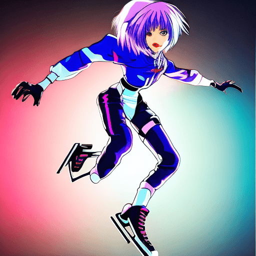 AI generated: Photo of Rei Ayanami, the iconic character from Neon Genesis Evangelion, gracefully executing a mid-...