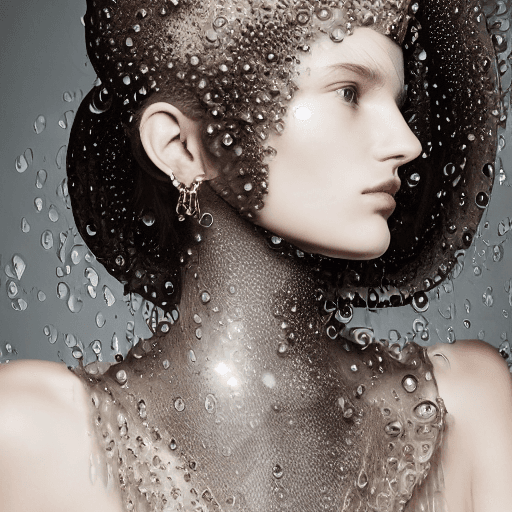 AI generated: imagine Fashion photography headpiece jewelry, light white soft  translucent earrings hyper-realisti...