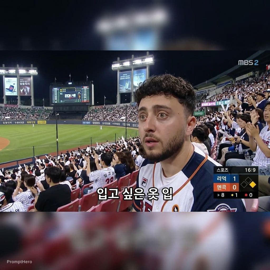 AI generated: "realistic sports broadcast screenshot-style documentary photo set in the spectator stands of a Kore...