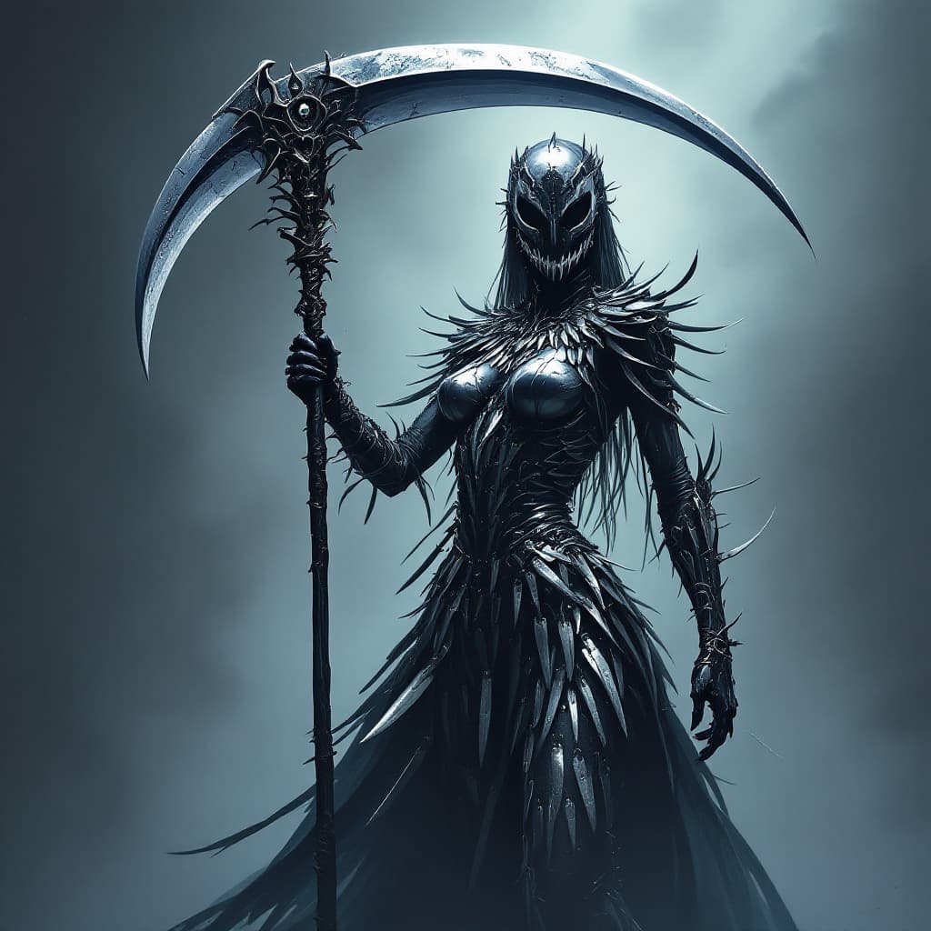 AI generated: (Score_9, score_8_up), score_7_up, score_6_up, featuring a villainous female character with a menaci...