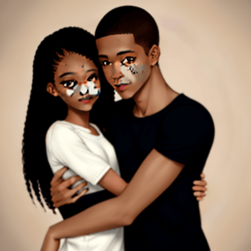 AI generated: Photo of a light skin black  girl with two brown eyes,  clear skin, straight brown hair, and long ha...