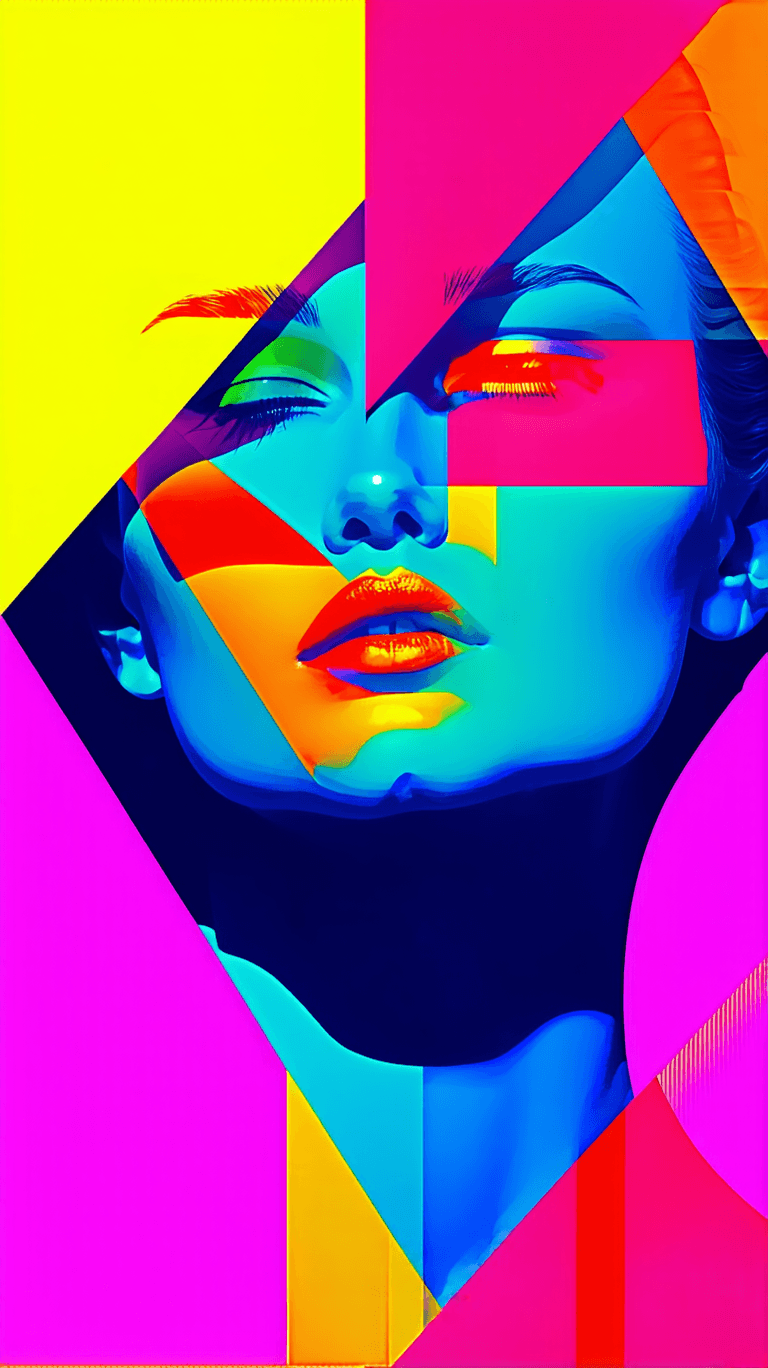 AI generated: Digital pop art illustration, female  new pop art bllended with art deco art, vibrant colors, ultra-...
