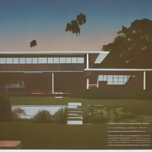 AI generated: Hyper realistic eye level exterior photo of a mid century modern style house overlooking the ocean, ...
