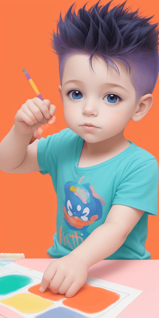 AI generated: Fondo para una infografía  en colores pastel naranja y azul con un Niño disfrazado haciendo magia co...