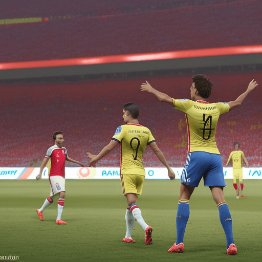 AI generated: “Imagina una imagen que comunique el partido Perú vs Colombia, colocando las banderas de cada país. ...