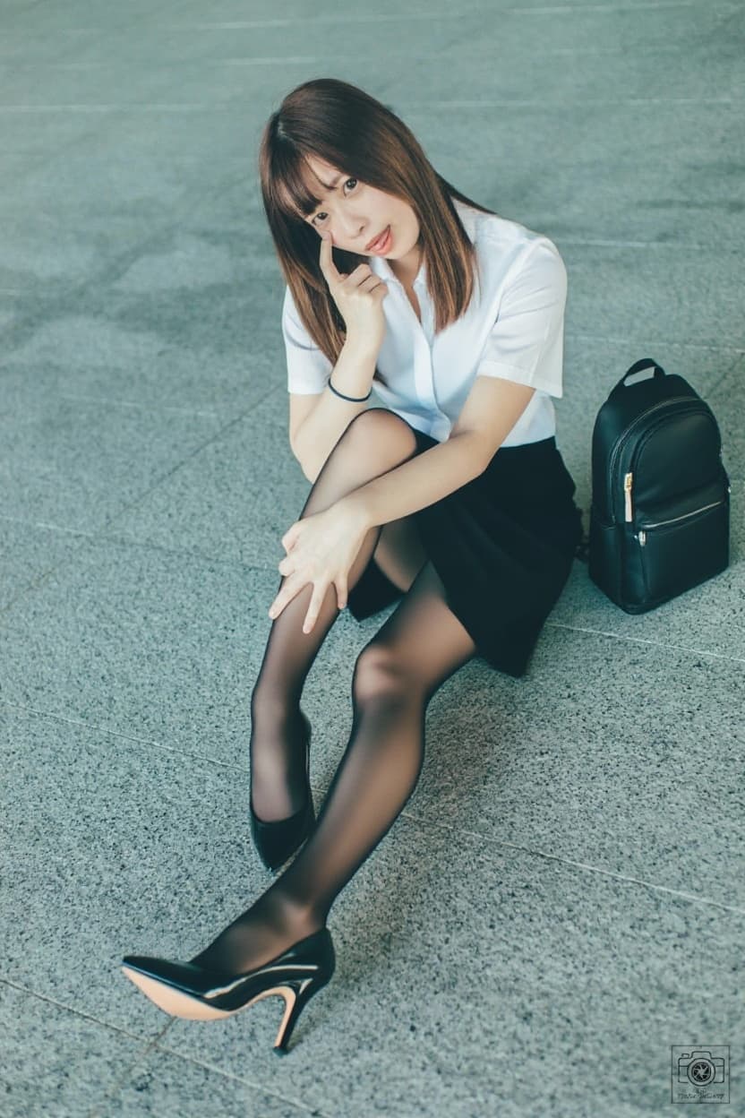 AI generated: a woman wearing professional OL office lady style, white blouse, tight black pencil skirt, 
short s...
