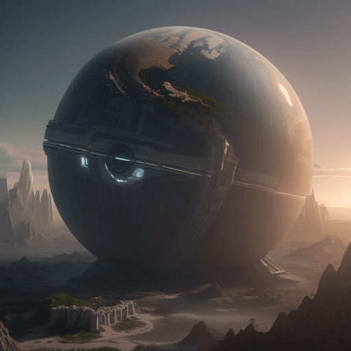 AI generated: Photo of a ultra realistic earth architecture built with robotic arms, dramatic light, pale sunrise,...