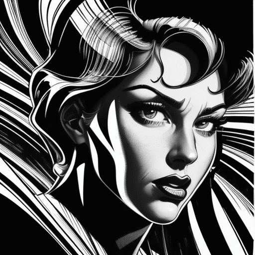 AI generated: a black and white drawing of, in the style of pop art-inspired comic book style, martin ansin, undul...