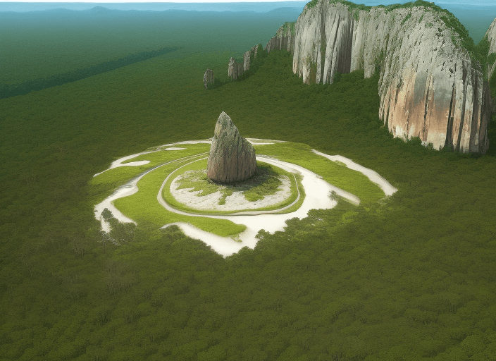 AI generated: ((A R T)), national park landscape, mix background), setting top view, Top view
