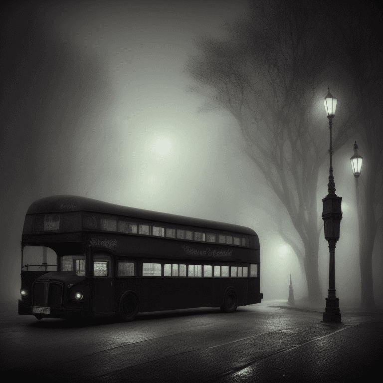 AI generated: beautiful black bus in the street, Victorian Street, Dark Fairytale Aesthetic, intricate details, in...
