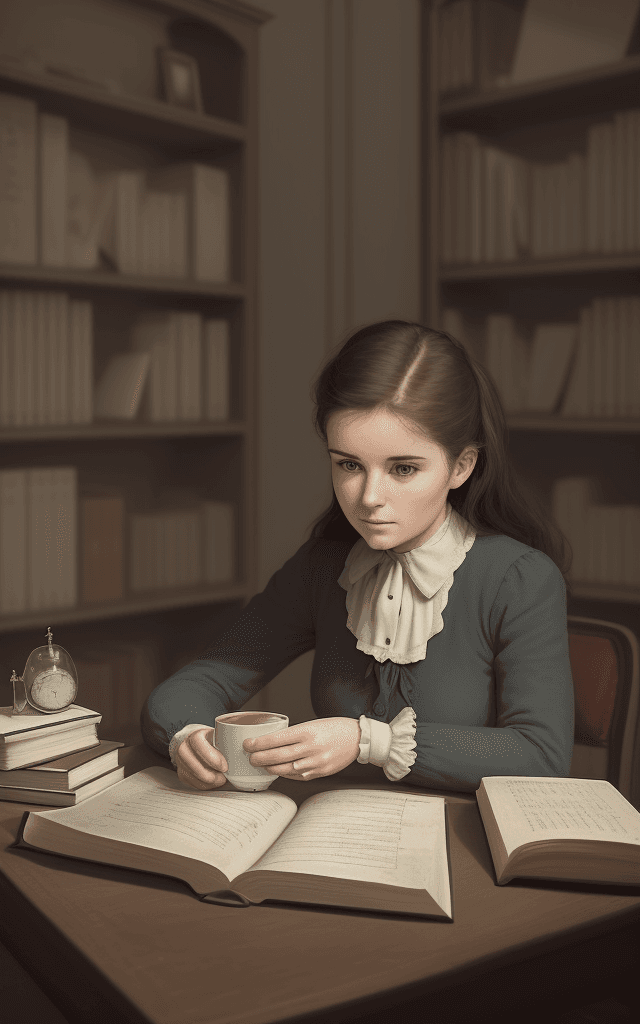 AI generated: Create an image that portrays Marie's early days of studying in Paris. The setting should be a unive...