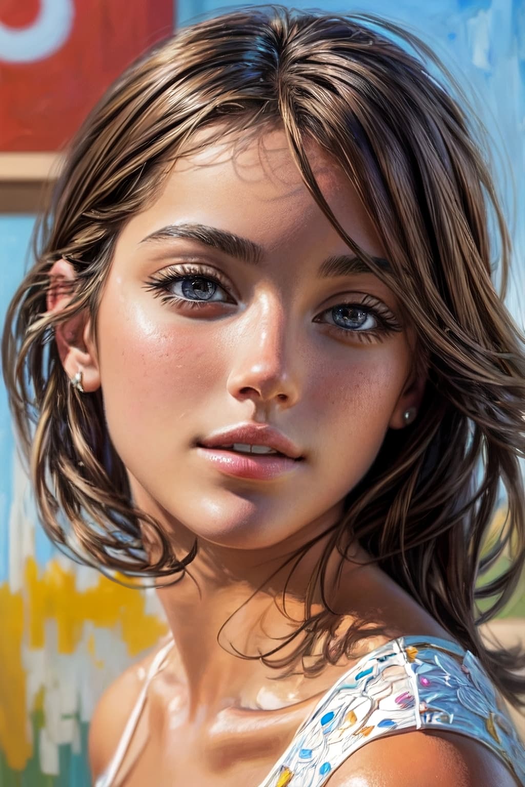 AI generated: model, soft impressionist impasto brush strokes perfect composition, perfect face, rim ligthing, cha...