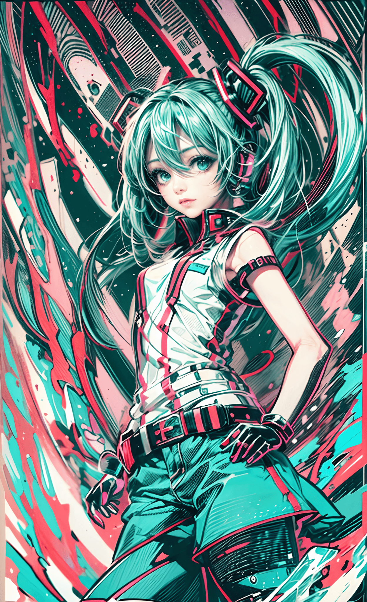 AI generated: masterpiece, portrait, medium shot, cel shading style, centered image, ultra detailed illustration o...