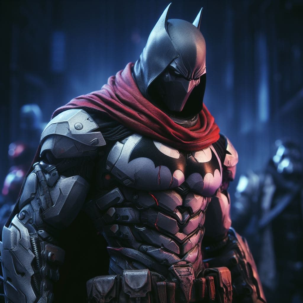 AI generated: "Azrael Batman" based on Azrael's design in Rocksteady's "Batman: Arkham Knight."