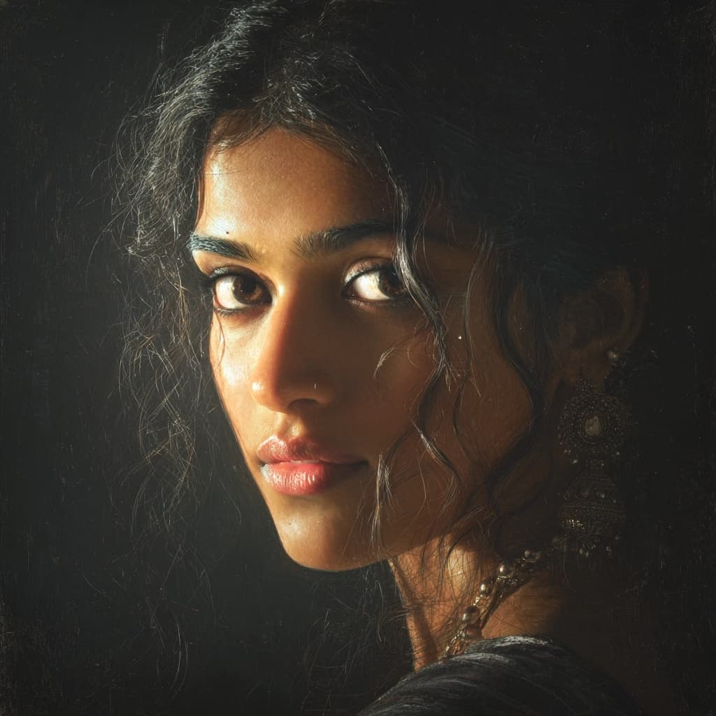 AI generated: high quality, 8K Ultra HD, hyper-realistic portrait of a captivating, breathtakingly beautiful India...
