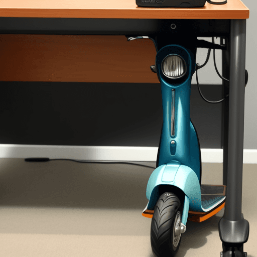 AI generated: Scooter battery charging in a desk 