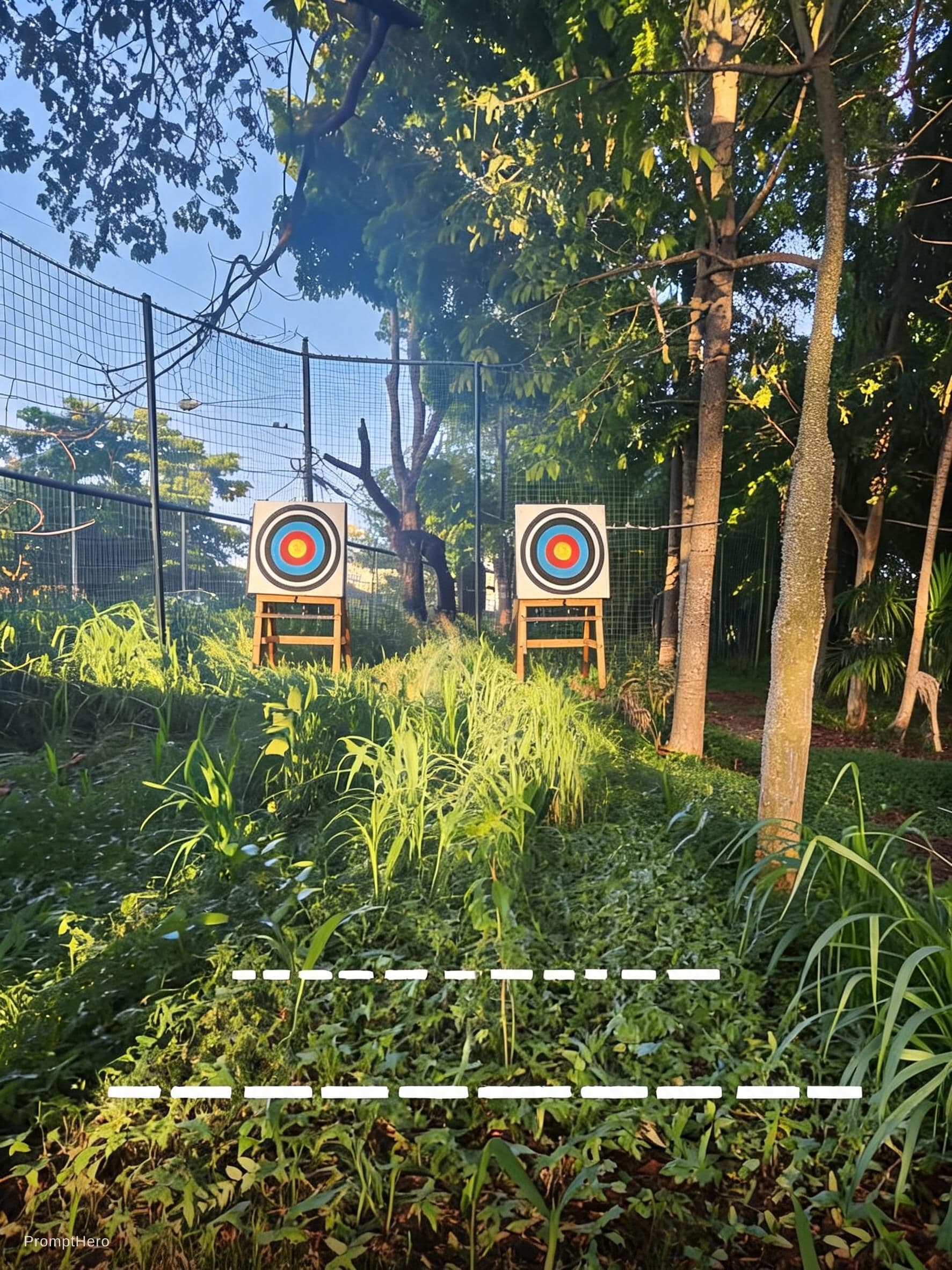 AI generated: A archery field. Close space. No people. Add protection elements.