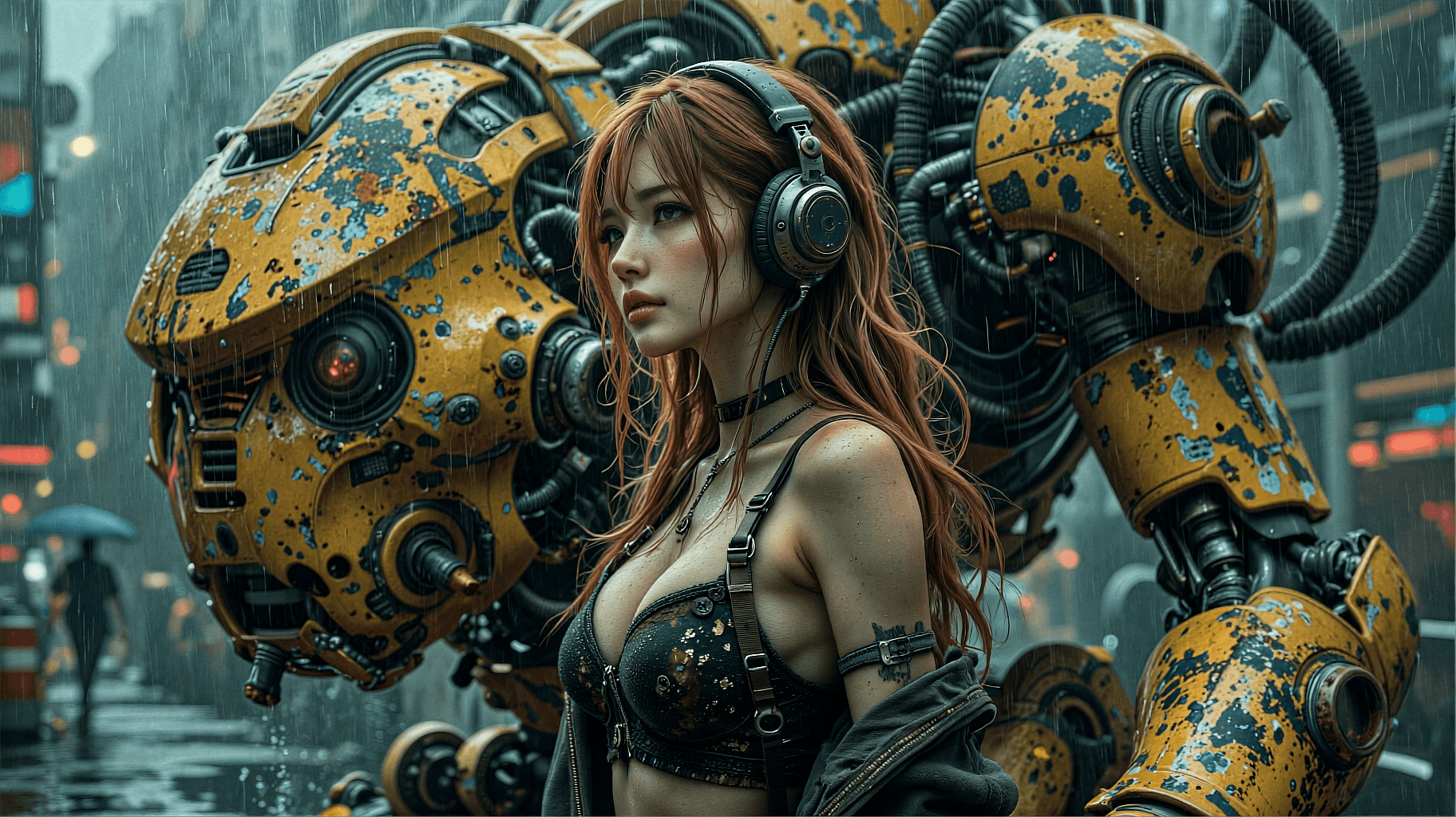 AI generated: A highly detailed, photorealistic, cinematic medium shot of a stunning young woman standing in profi...