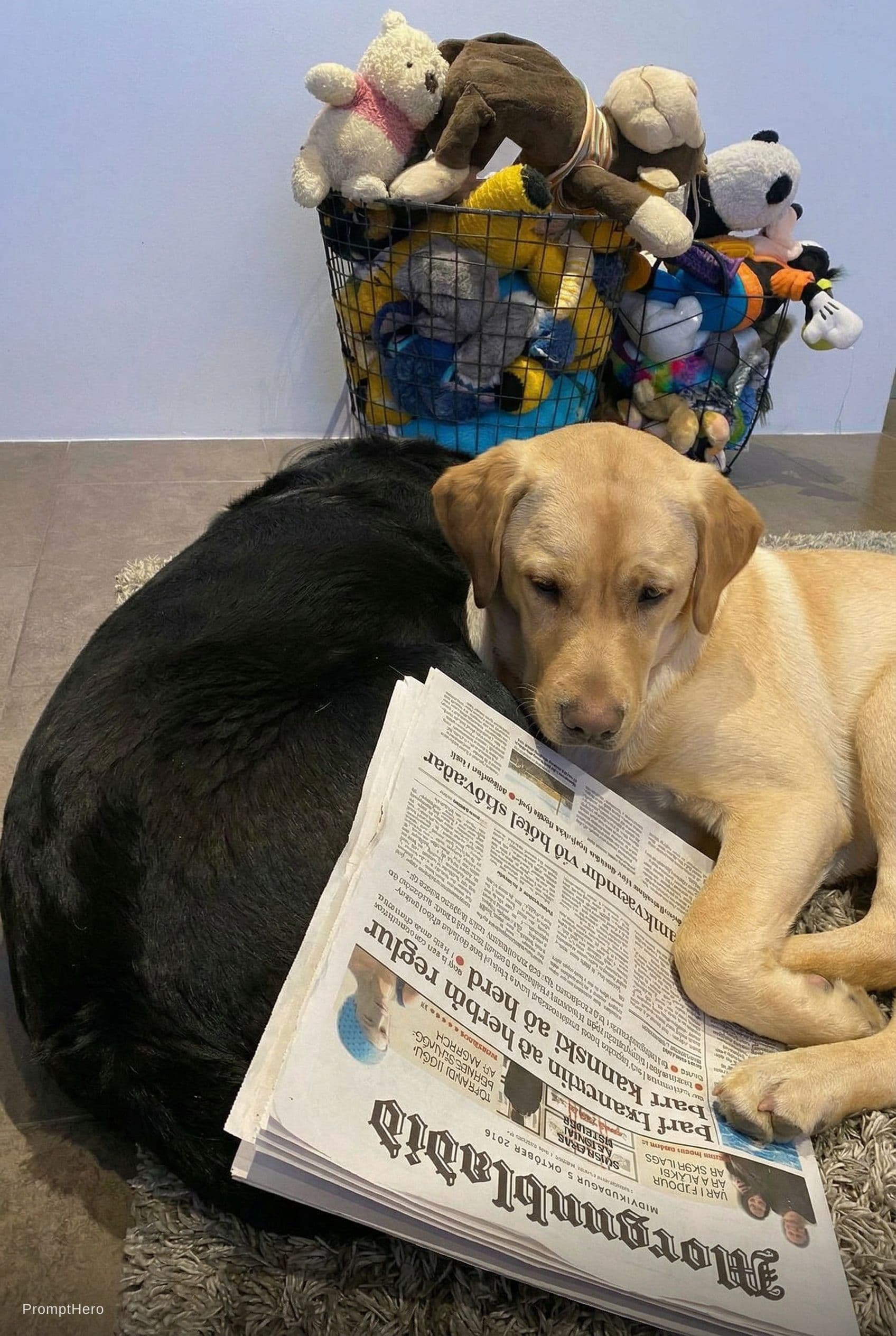 AI generated: Ronja reading the newspaper