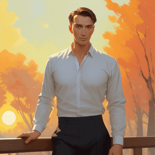 AI generated: commercial illustration of a man dressed in shirt, in the style of artgerm, vibrant palette knife, f...