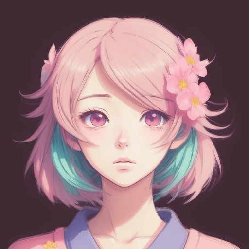 AI generated: portrait of a beautiful anime flower, lofi colors:: anime drawing, anime, lofi art, lofi vibes::   -...