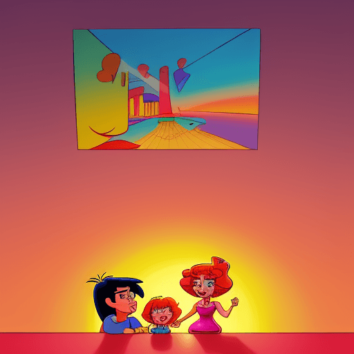 AI generated: I live with my mom, dad, and sister. the picture is drawn by the skilled artist Max Fleischer, detai...