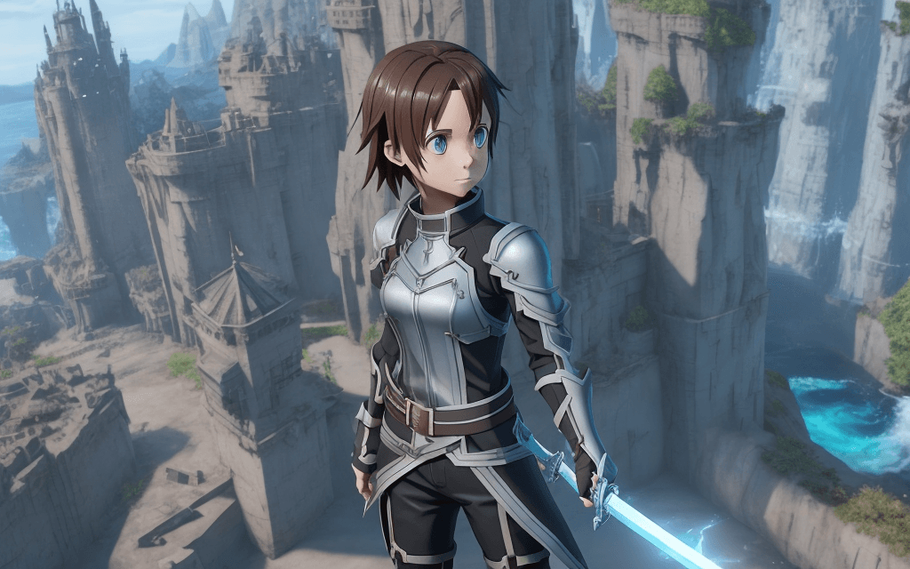AI generated: Sword Art Online , modern Disney style ,3D , from unreal engine 5, cinematic