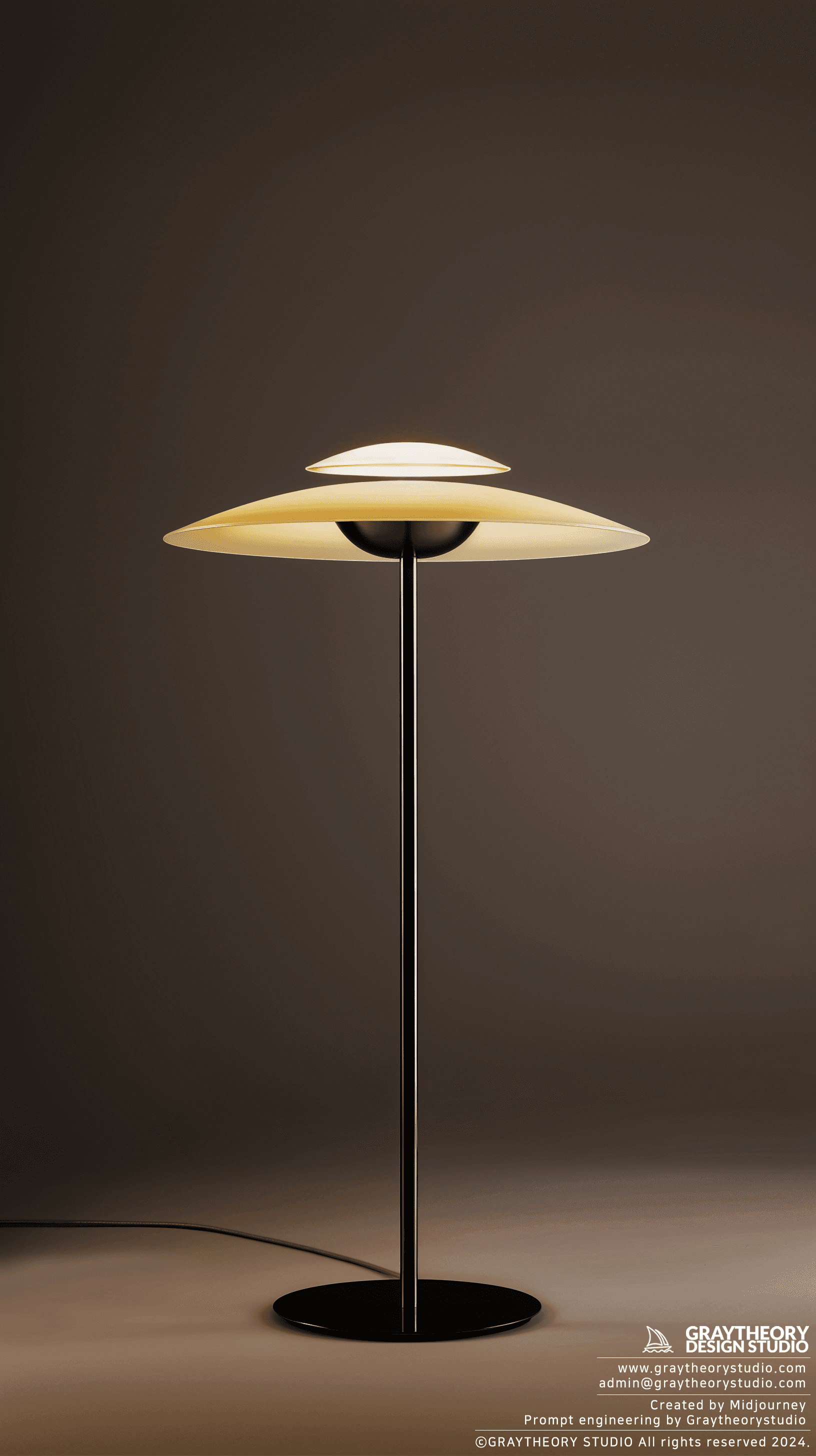 AI generated: studio shot, contemporary design lamp, Pentax 645Z, 55mm lens, lamp's modern design against a neutra...