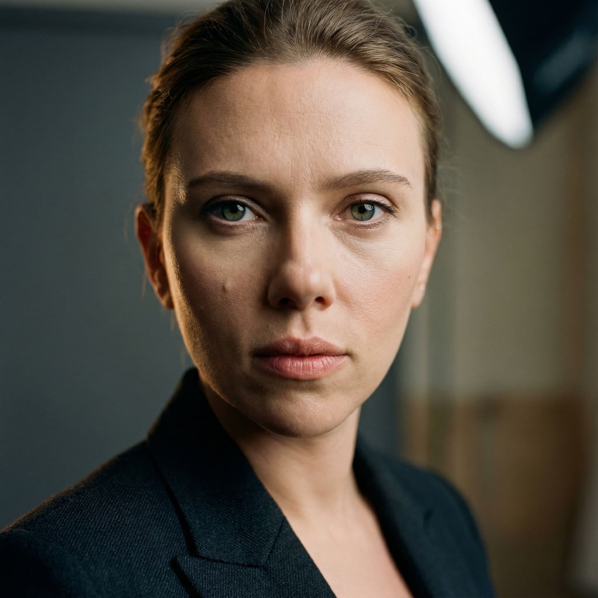 AI generated: High-end professional portrait of a Scarlett Johansson, centered composition, 
intense and expressiv...