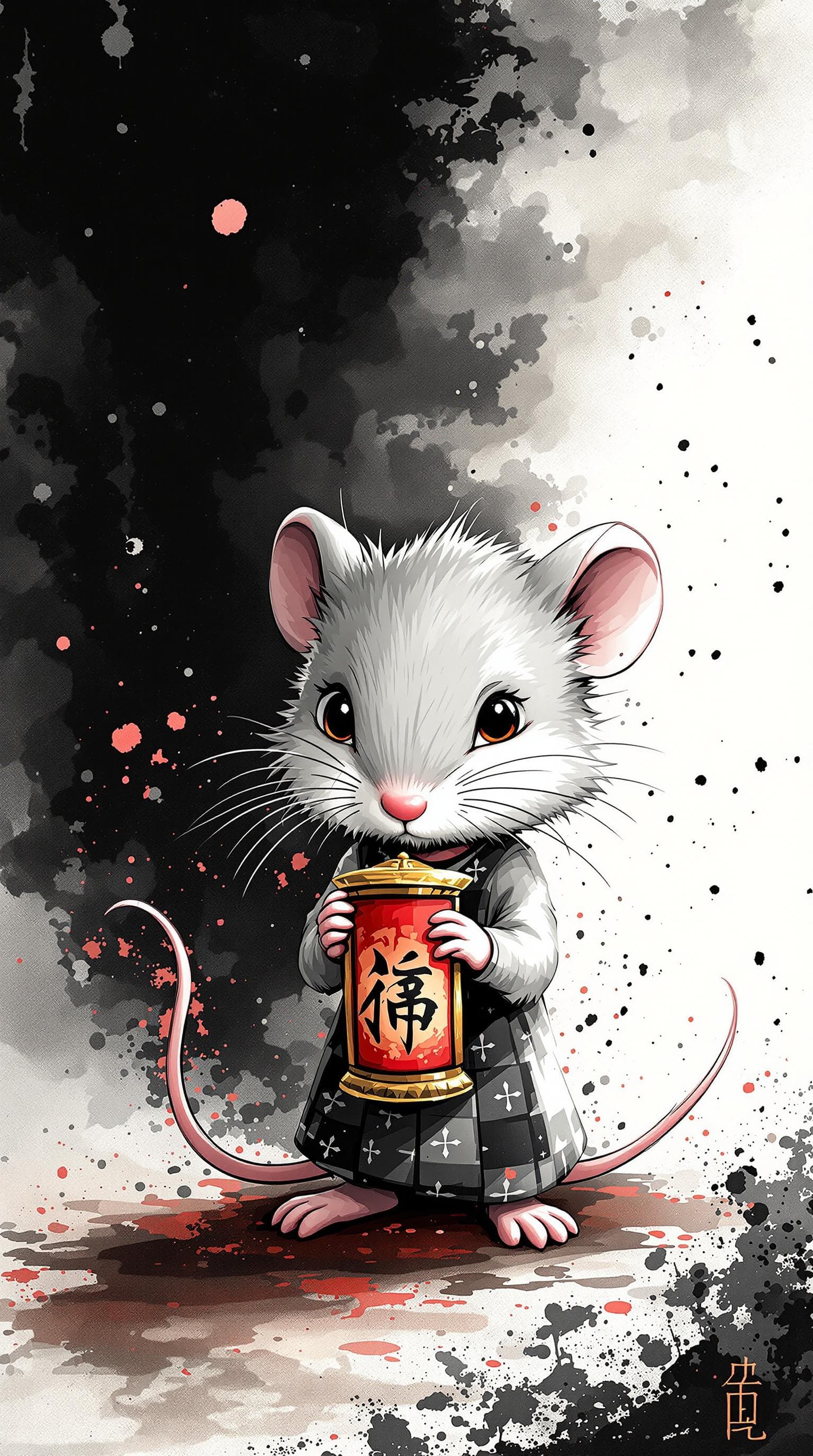 AI generated: exquisite，best quality, original, wallpaper,  complicated_background,ink style background， a cute Mo...