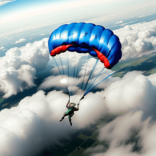 AI generated: Skydiver falling through the clouds