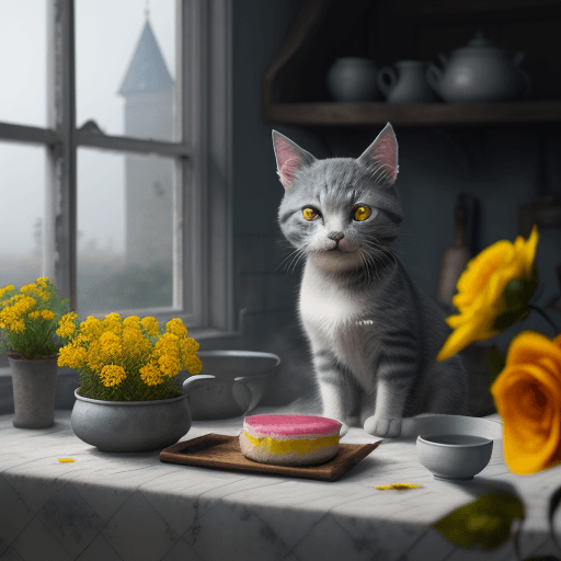AI generated: The fog enshrouds the scene, creating an air of mystery, Raw photo, artistic photography, gray cute ...