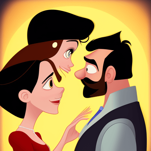 AI generated: disney pixar movie cover of an  movie, title is "ONE LOVE" , cartoon couple in love with a man with ...