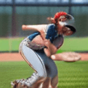 AI generated: beautiful professional female baseball player mid throw, sweat drops, insane, intricate, highly deta...