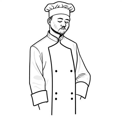 AI generated: A drawing of a chef's jacket in one-line drawing, figure outline only, single line, simple, in the s...