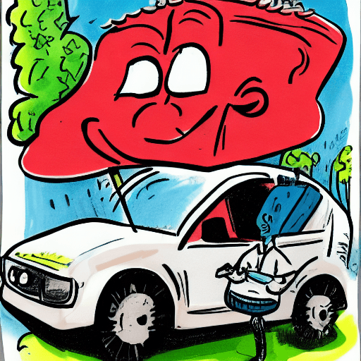 AI generated: caricature of a uber driver getting rich