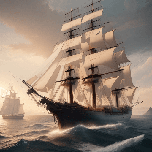 AI generated: Photo of a ultra realistic sailing ship, dramatic light, pale sunrise, cinematic lighting, battered,...