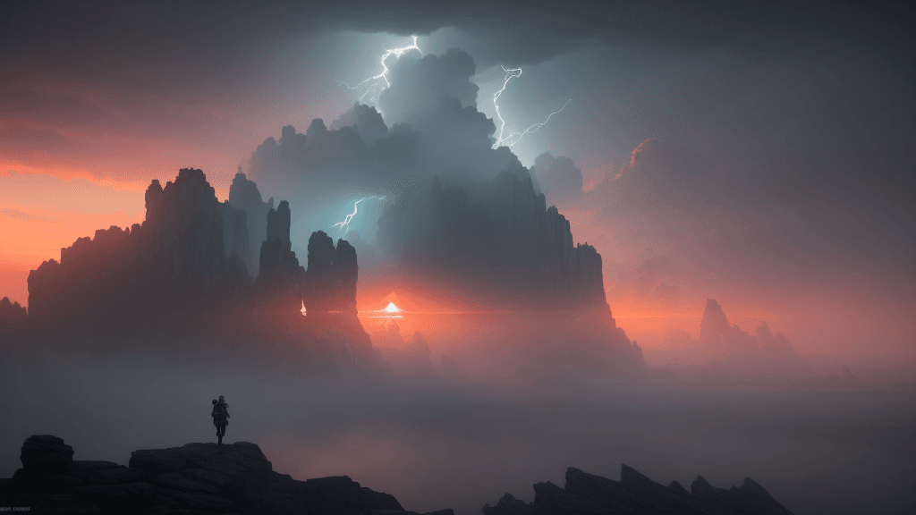 AI generated: Zenitsu using thunder breathing, dramatic light, pale sunrise, cinematic lighting, battered, low ang...